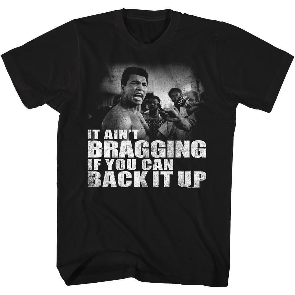 Muhammad Ali Distressed Back It Up Black Adult T Shirt